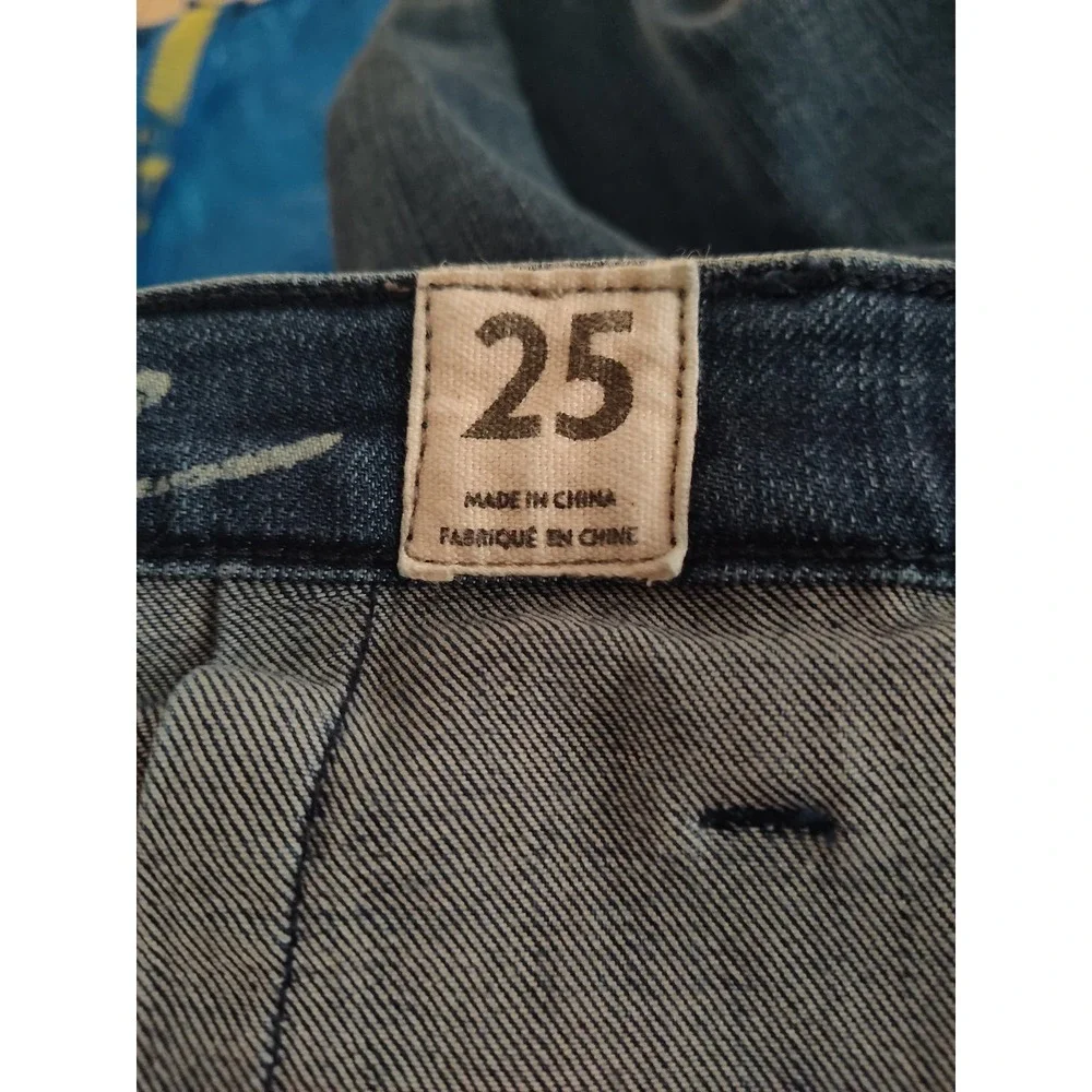 We The Free People Lace Up Dark Denim Jeans Bootcut Raw Hem Rough Size 25 - Picture 5 of 9